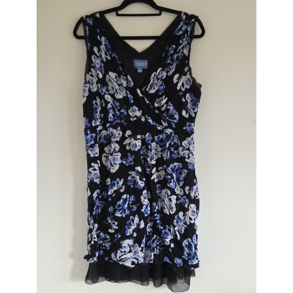 Simply Vera‎ Wang Blue Floral Mini Dress Flowy Pull over Lined  XL